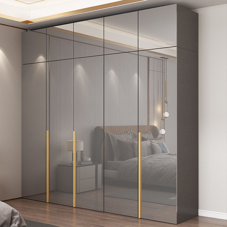Contemporary Style Wood Wardrobe Gray Colour 1-Drawer Wardrobe Closet for Home Clearhalo 'Armoires & Wardrobes' 'armoires_wardrobes' 'Bedroom Furniture' 'furn' 'furn_armoires_wardrobes' 'Furniture' 5797704
