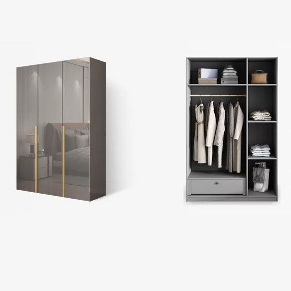 Contemporary Style Wood Wardrobe Gray Colour 1-Drawer Wardrobe Closet for Home Clearhalo 'Armoires & Wardrobes' 'armoires_wardrobes' 'Bedroom Furniture' 'furn' 'furn_armoires_wardrobes' 'Furniture' 5797710