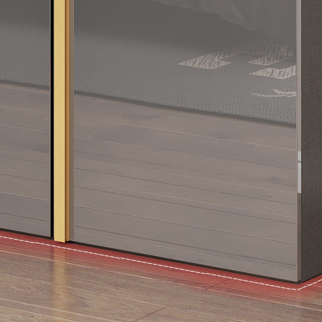 Contemporary Style Wood Wardrobe Gray Colour 1-Drawer Wardrobe Closet for Home Clearhalo 'Armoires & Wardrobes' 'armoires_wardrobes' 'Bedroom Furniture' 'furn' 'furn_armoires_wardrobes' 'Furniture' 5797717