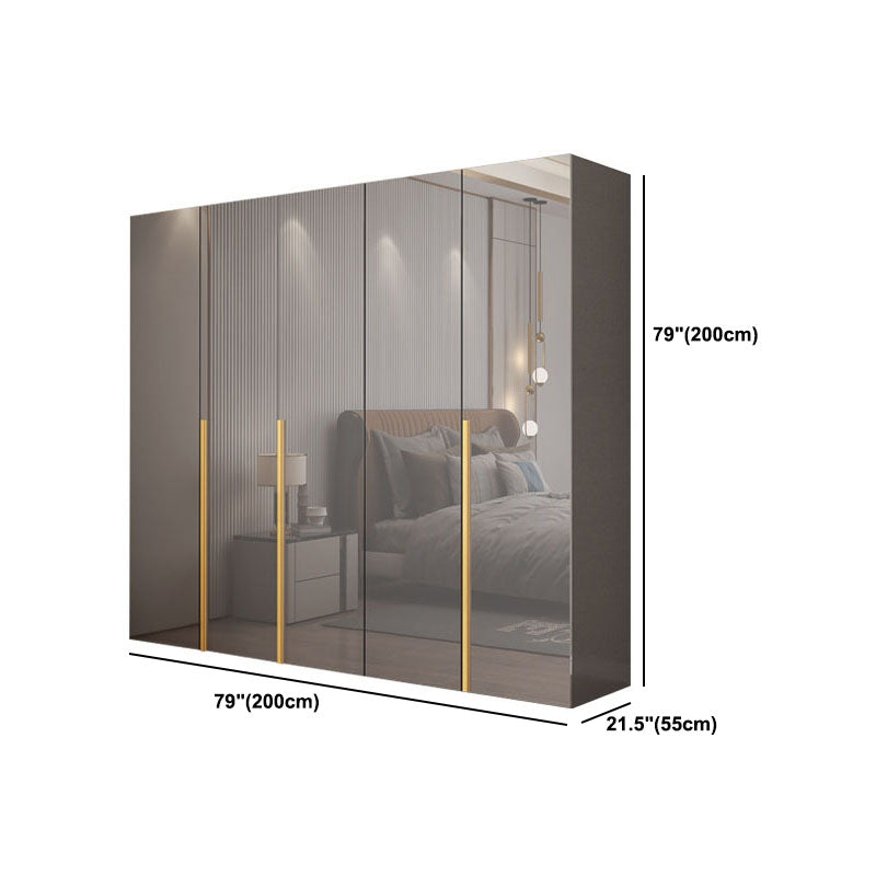 Contemporary Style Wood Wardrobe Gray Colour 1-Drawer Wardrobe Closet for Home Clearhalo 'Armoires & Wardrobes' 'armoires_wardrobes' 'Bedroom Furniture' 'furn' 'furn_armoires_wardrobes' 'Furniture' 5797722