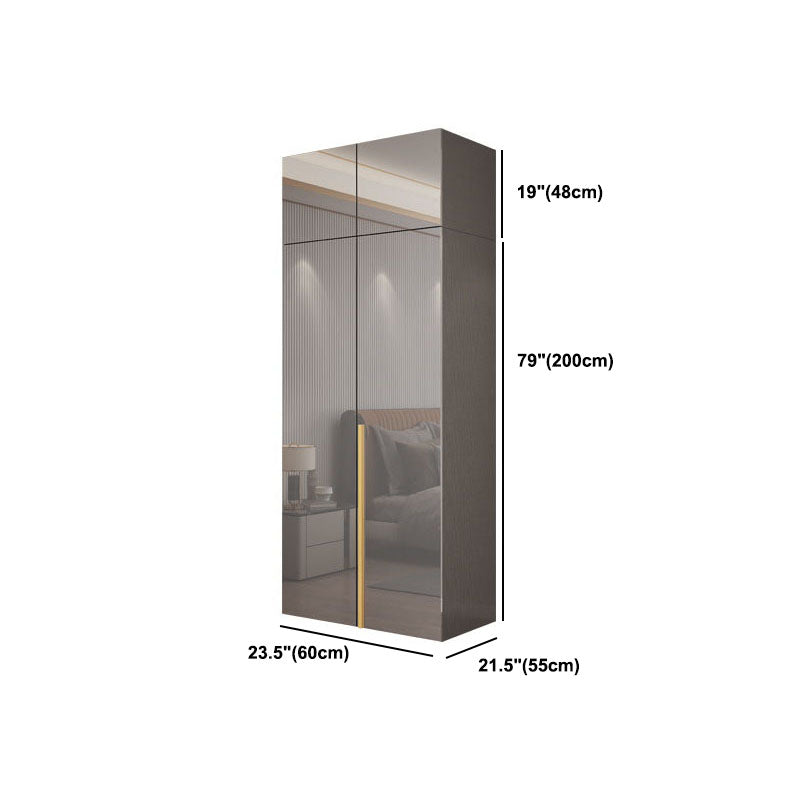 Contemporary Style Wood Wardrobe Gray Colour 1-Drawer Wardrobe Closet for Home Clearhalo 'Armoires & Wardrobes' 'armoires_wardrobes' 'Bedroom Furniture' 'furn' 'furn_armoires_wardrobes' 'Furniture' 5797725