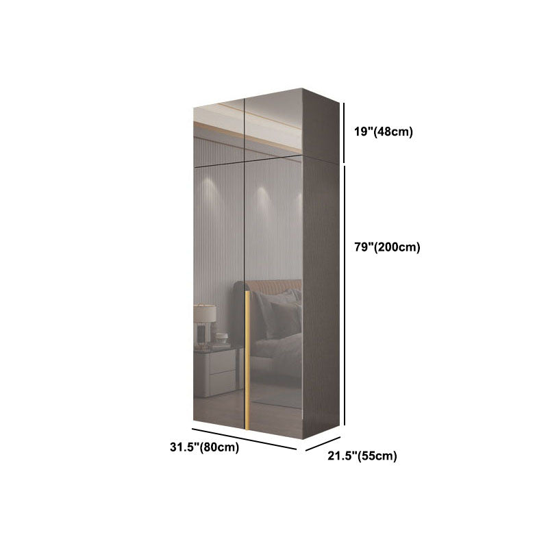 Contemporary Style Wood Wardrobe Gray Colour 1-Drawer Wardrobe Closet for Home Clearhalo 'Armoires & Wardrobes' 'armoires_wardrobes' 'Bedroom Furniture' 'furn' 'furn_armoires_wardrobes' 'Furniture' 5797726
