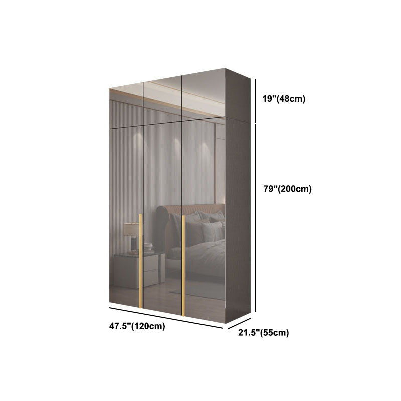 Contemporary Style Wood Wardrobe Gray Colour 1-Drawer Wardrobe Closet for Home Clearhalo 'Armoires & Wardrobes' 'armoires_wardrobes' 'Bedroom Furniture' 'furn' 'furn_armoires_wardrobes' 'Furniture' 5797729