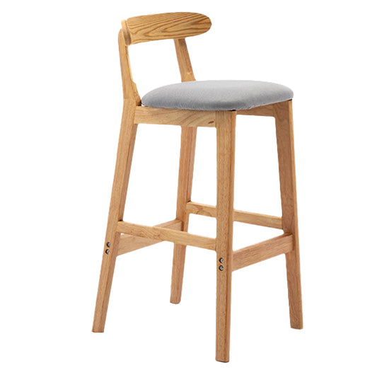 Armless Upholstered Bar Stool Modern Low Back Bar Stool with Wooden Legs Light Gray 1 Piece