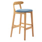 Armless Upholstered Bar Stool Modern Low Back Bar Stool with Wooden Legs