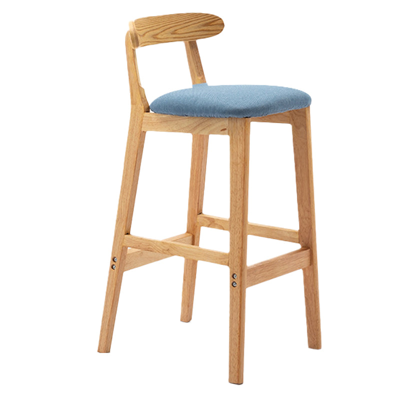 Armless Upholstered Bar Stool Modern Low Back Bar Stool with Wooden Legs