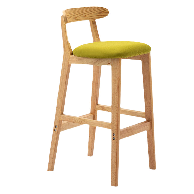 Armless Upholstered Bar Stool Modern Low Back Bar Stool with Wooden Legs