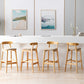 Armless Upholstered Bar Stool Modern Low Back Bar Stool with Wooden Legs