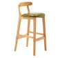 Armless Upholstered Bar Stool Modern Low Back Bar Stool with Wooden Legs