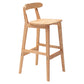 Armless Upholstered Bar Stool Modern Low Back Bar Stool with Wooden Legs