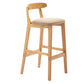 Armless Upholstered Bar Stool Modern Low Back Bar Stool with Wooden Legs