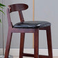 Armless Upholstered Bar Stool Modern Low Back Bar Stool with Wooden Legs