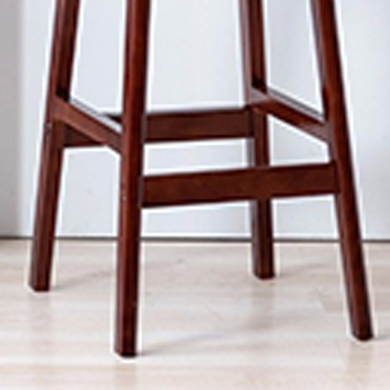 Armless Upholstered Bar Stool Modern Low Back Bar Stool with Wooden Legs