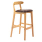 Armless Upholstered Bar Stool Modern Low Back Bar Stool with Wooden Legs