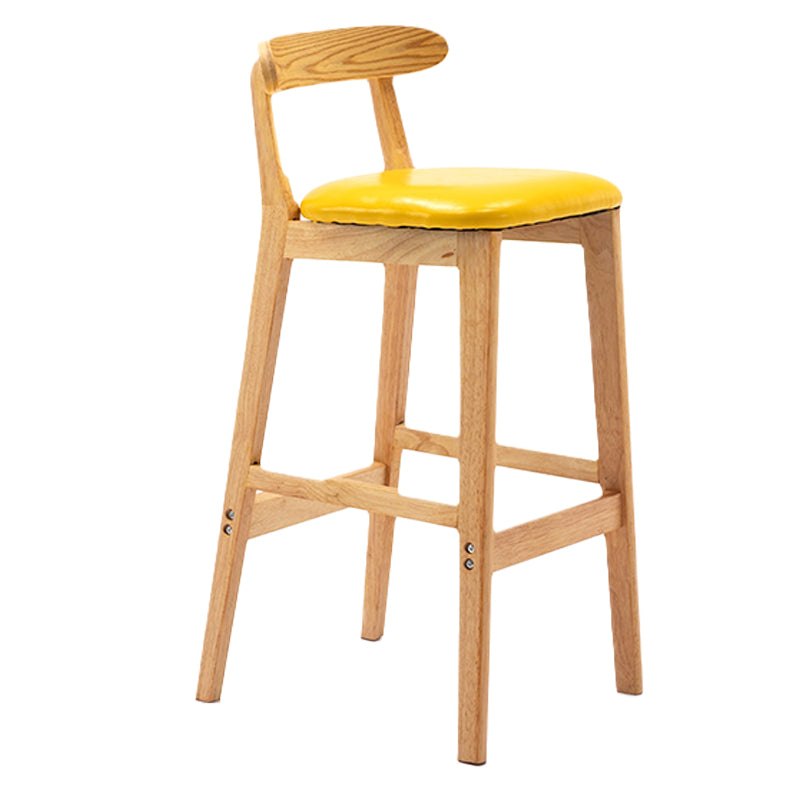 Armless Upholstered Bar Stool Modern Low Back Bar Stool with Wooden Legs