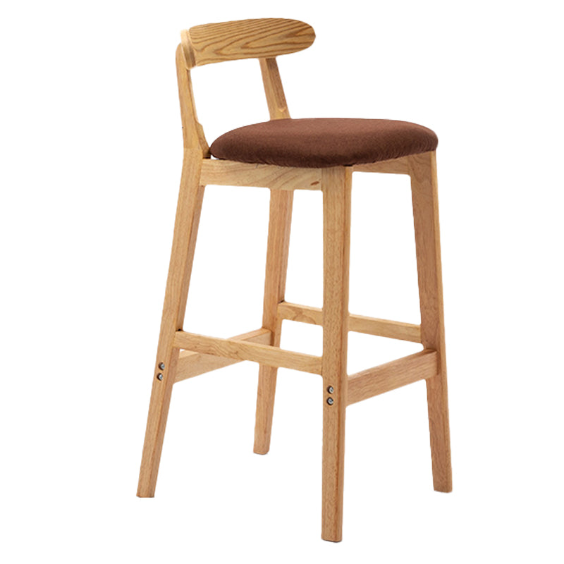 Armless Upholstered Bar Stool Modern Low Back Bar Stool with Wooden Legs