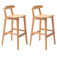 Armless Upholstered Bar Stool Modern Low Back Bar Stool with Wooden Legs
