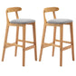 Armless Upholstered Bar Stool Modern Low Back Bar Stool with Wooden Legs