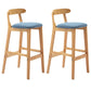 Armless Upholstered Bar Stool Modern Low Back Bar Stool with Wooden Legs