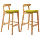Armless Upholstered Bar Stool Modern Low Back Bar Stool with Wooden Legs