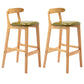 Armless Upholstered Bar Stool Modern Low Back Bar Stool with Wooden Legs