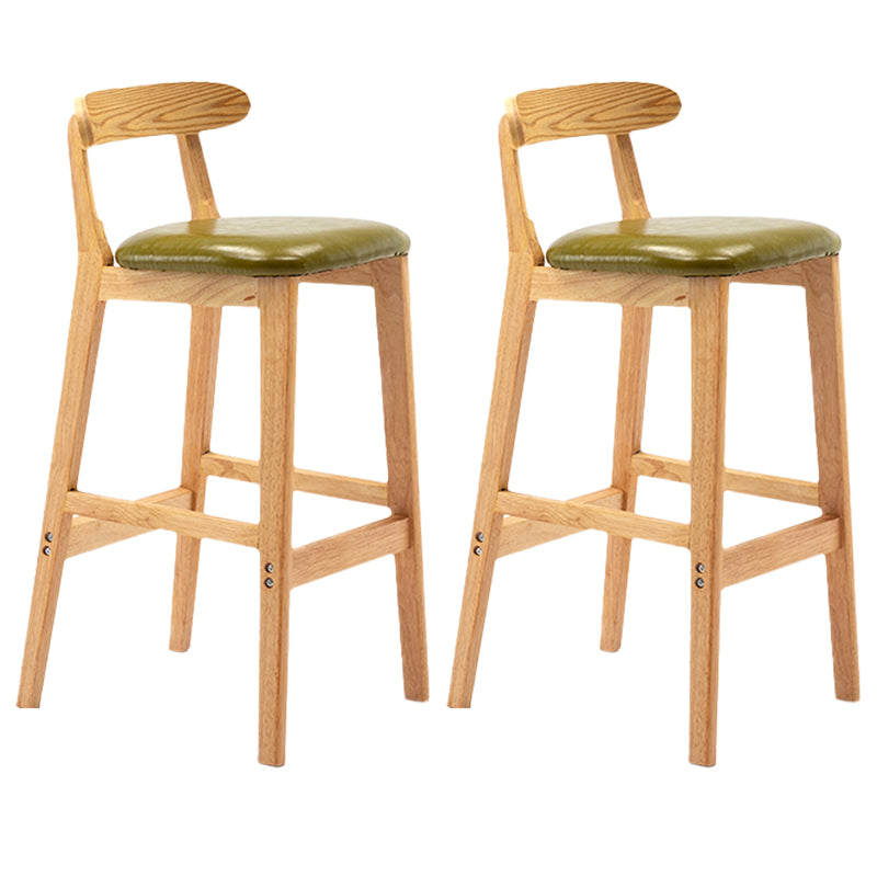 Armless Upholstered Bar Stool Modern Low Back Bar Stool with Wooden Legs