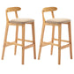 Armless Upholstered Bar Stool Modern Low Back Bar Stool with Wooden Legs