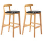 Armless Upholstered Bar Stool Modern Low Back Bar Stool with Wooden Legs
