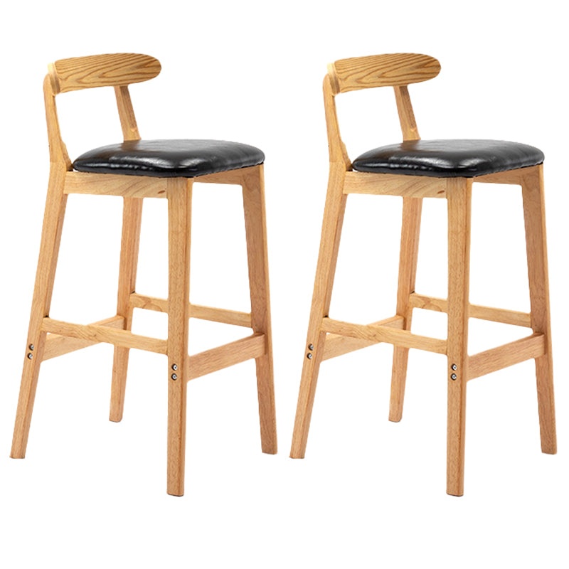Armless Upholstered Bar Stool Modern Low Back Bar Stool with Wooden Legs