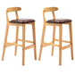 Armless Upholstered Bar Stool Modern Low Back Bar Stool with Wooden Legs