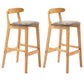Armless Upholstered Bar Stool Modern Low Back Bar Stool with Wooden Legs
