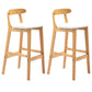 Armless Upholstered Bar Stool Modern Low Back Bar Stool with Wooden Legs