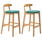 Armless Upholstered Bar Stool Modern Low Back Bar Stool with Wooden Legs
