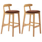 Armless Upholstered Bar Stool Modern Low Back Bar Stool with Wooden Legs
