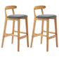 Armless Upholstered Bar Stool Modern Low Back Bar Stool with Wooden Legs