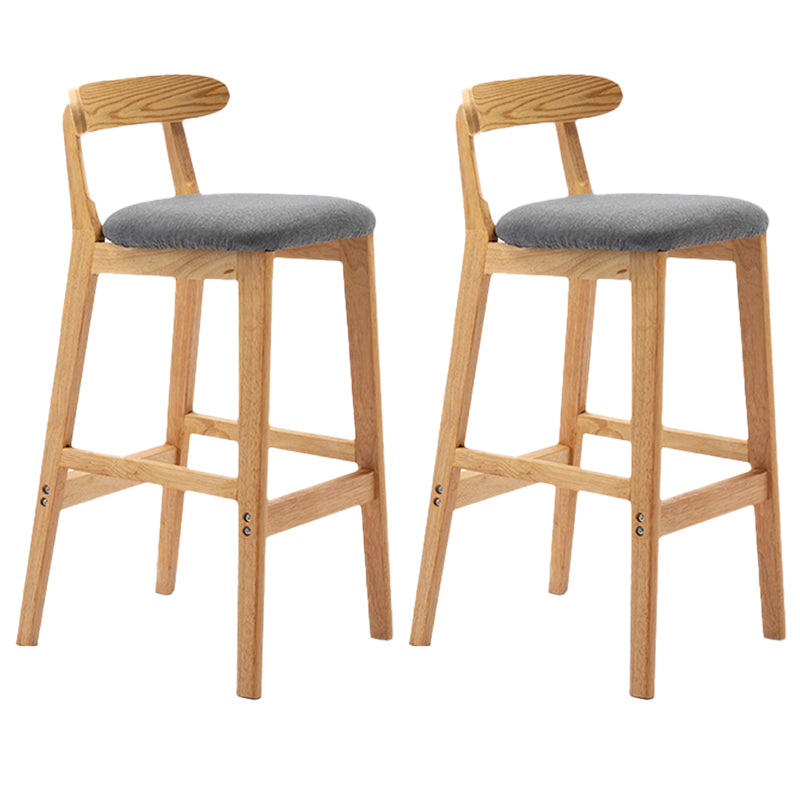 Armless Upholstered Bar Stool Modern Low Back Bar Stool with Wooden Legs