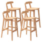 Armless Upholstered Bar Stool Modern Low Back Bar Stool with Wooden Legs