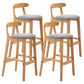 Armless Upholstered Bar Stool Modern Low Back Bar Stool with Wooden Legs