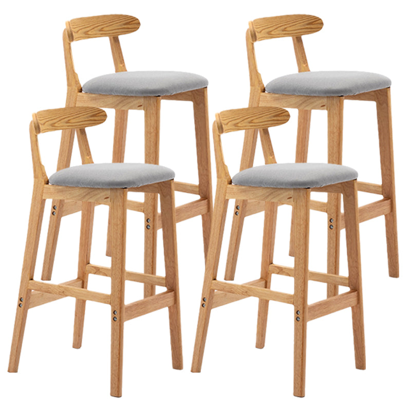 Armless Upholstered Bar Stool Modern Low Back Bar Stool with Wooden Legs