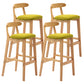Armless Upholstered Bar Stool Modern Low Back Bar Stool with Wooden Legs