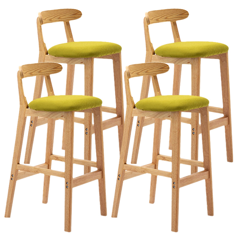 Armless Upholstered Bar Stool Modern Low Back Bar Stool with Wooden Legs
