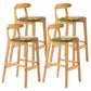 Armless Upholstered Bar Stool Modern Low Back Bar Stool with Wooden Legs