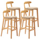Armless Upholstered Bar Stool Modern Low Back Bar Stool with Wooden Legs
