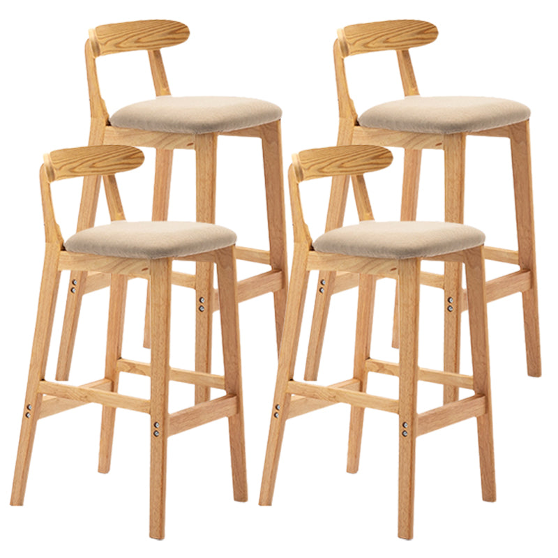 Armless Upholstered Bar Stool Modern Low Back Bar Stool with Wooden Legs