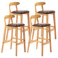Armless Upholstered Bar Stool Modern Low Back Bar Stool with Wooden Legs