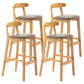 Armless Upholstered Bar Stool Modern Low Back Bar Stool with Wooden Legs