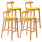 Armless Upholstered Bar Stool Modern Low Back Bar Stool with Wooden Legs