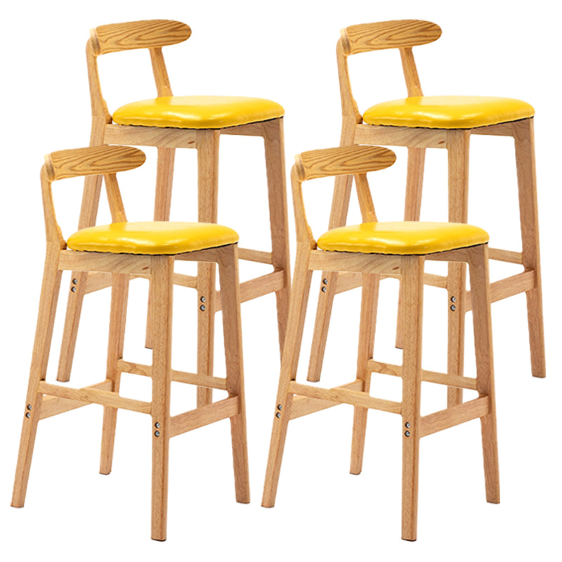 Armless Upholstered Bar Stool Modern Low Back Bar Stool with Wooden Legs