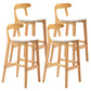 Armless Upholstered Bar Stool Modern Low Back Bar Stool with Wooden Legs