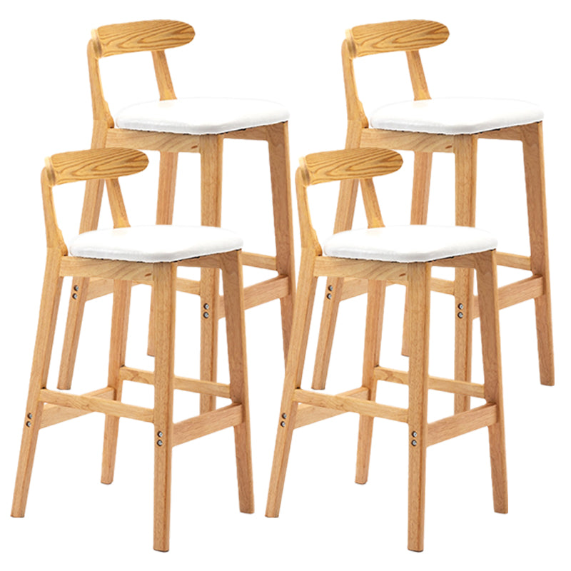 Armless Upholstered Bar Stool Modern Low Back Bar Stool with Wooden Legs